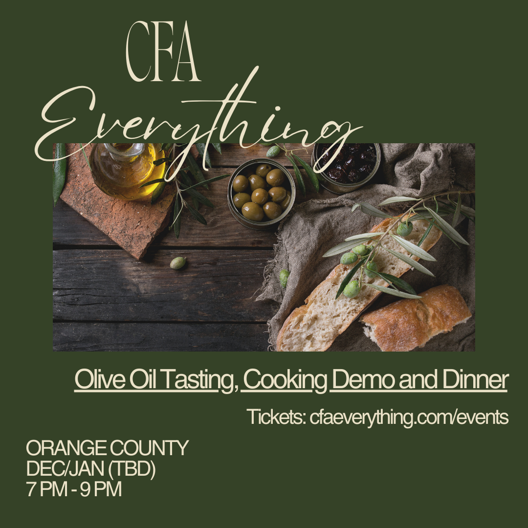 Cooking Demo, Dinner and Olive Oil Tasting - Orange County (TBD)