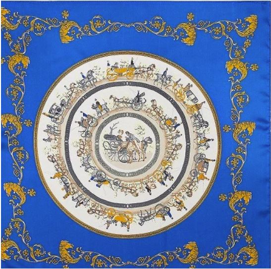 Carriage Rings Square Scarf - Royal Blue