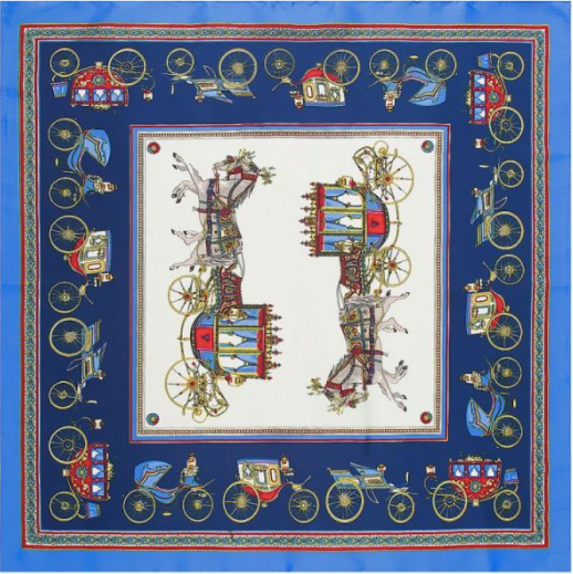 Horse Coach Square Scarf - Blue Dark Blue