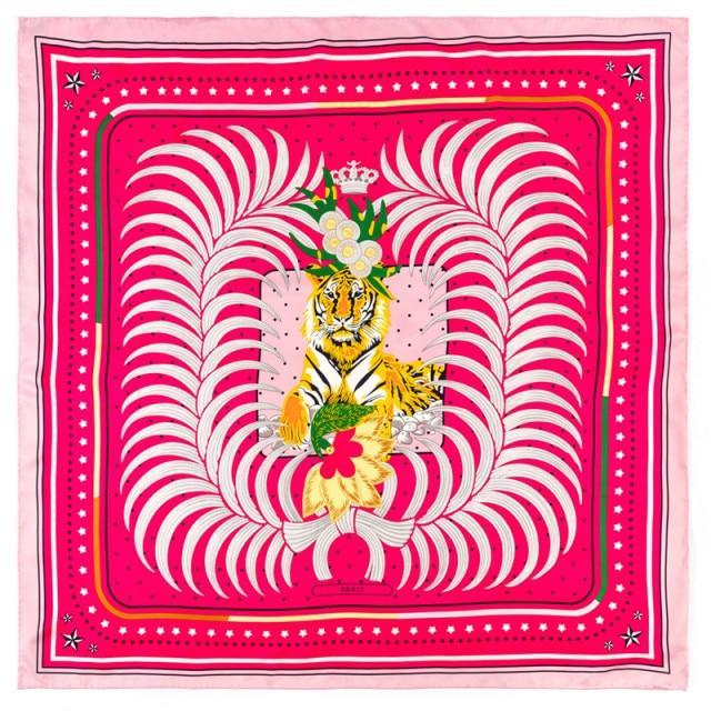 Chiquita Tiger Square Scarf - Fuchsia White