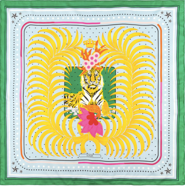 Chiquita Tiger Square Scarf - Green Yellow