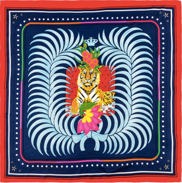 Chiquita Tiger Square Scarf - Red Blue