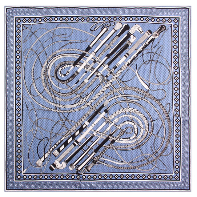 Riding Whip Square Scarf - Blue