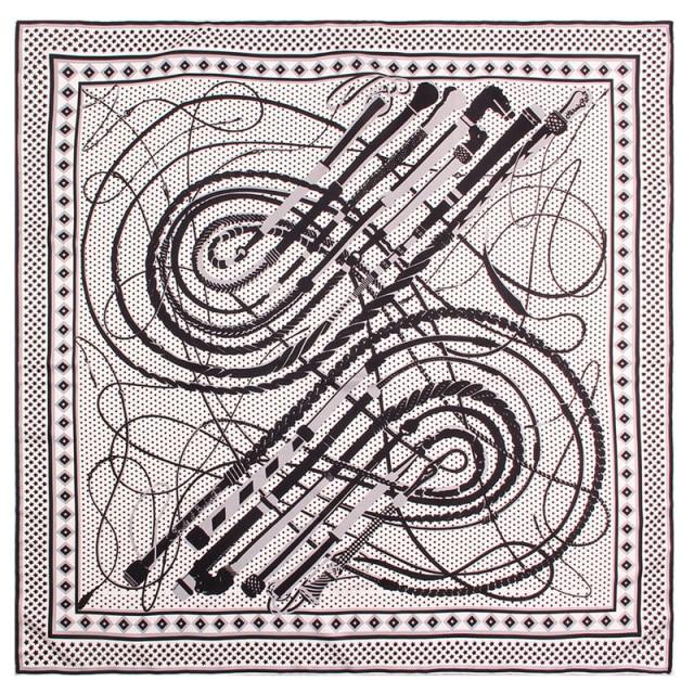 Riding Whip Square Scarf - White