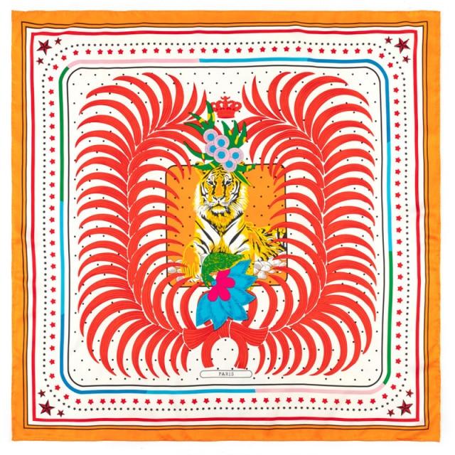 Chiquita Tiger Square Scarf - White Orange