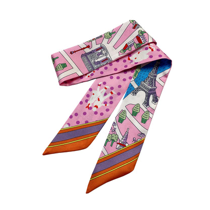 Eiffel Tower Twilly Scarf - Pink
