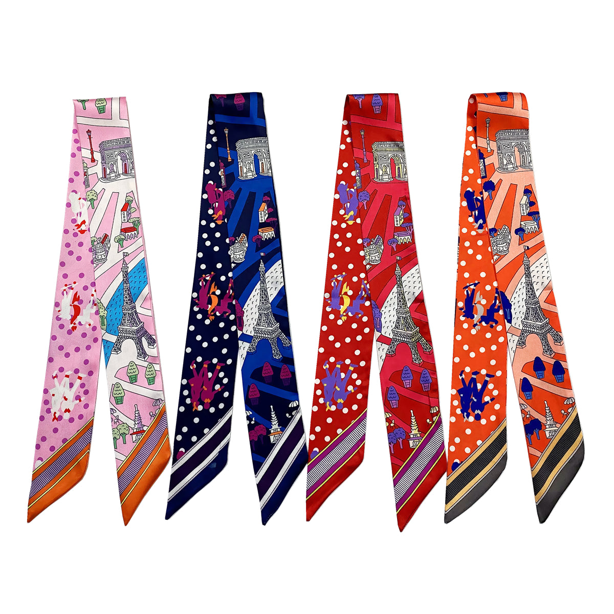 Eiffel Tower Twilly Scarf - Pink