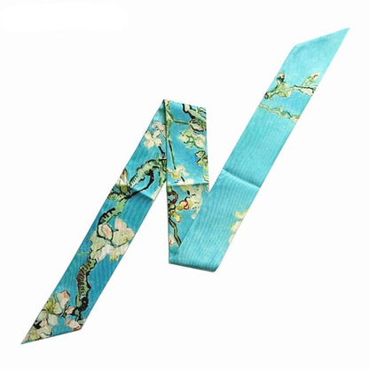 Painting Twilly Scarf - Apricot Flower