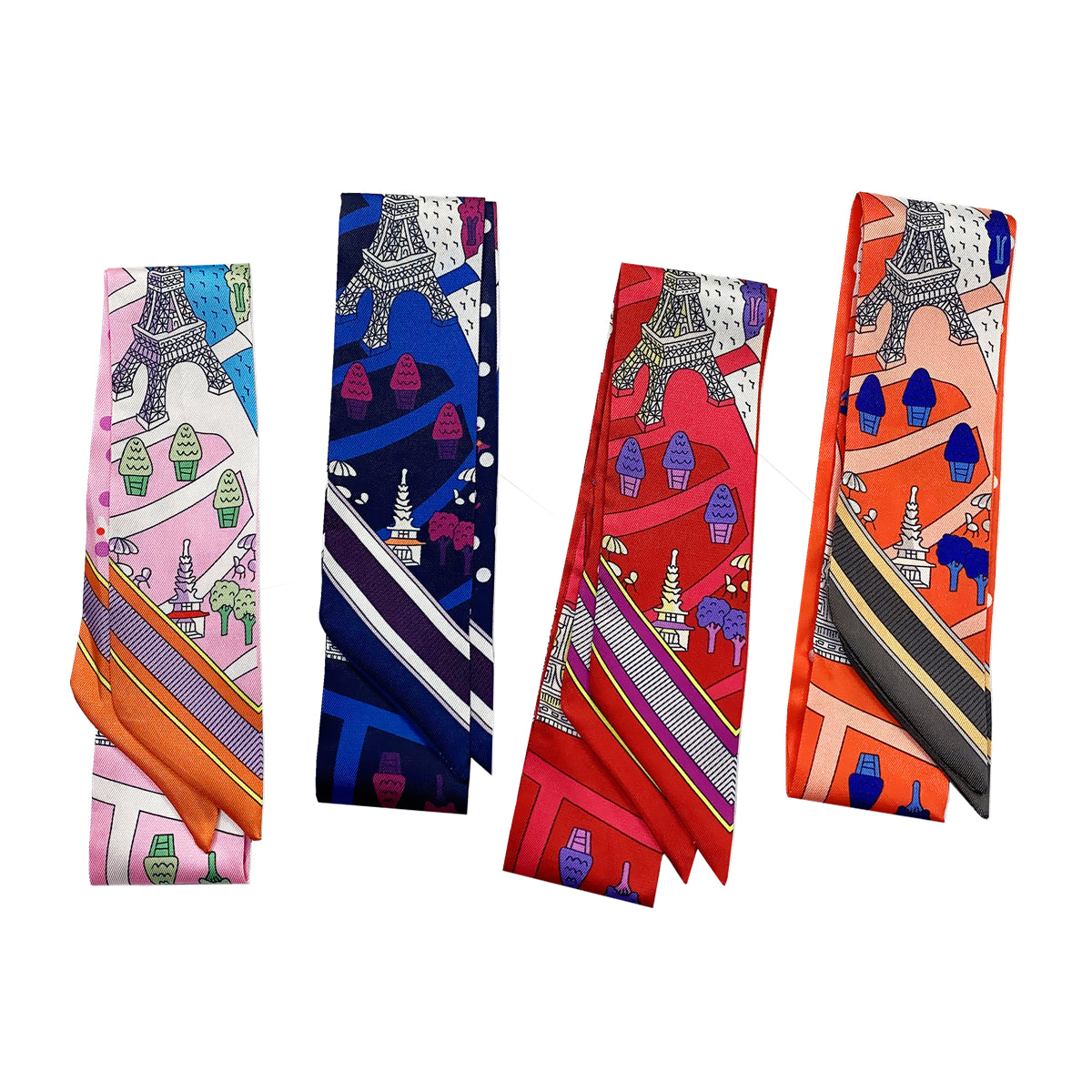 Eiffel Tower Twilly Scarf - Black