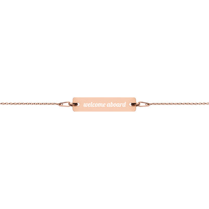 Engraved Silver Bar Chain Bracelet - Welcome Aboard