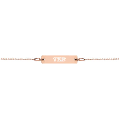 Engraved Silver Bar Chain Bracelet - Airport Code