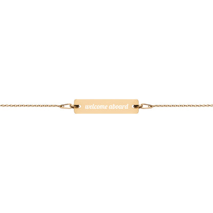 Engraved Silver Bar Chain Bracelet - Welcome Aboard