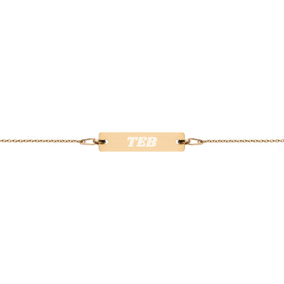 Engraved Silver Bar Chain Bracelet - Airport Code