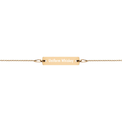 Engraved Silver Bar Chain Bracelet - Phonetic Alphabet