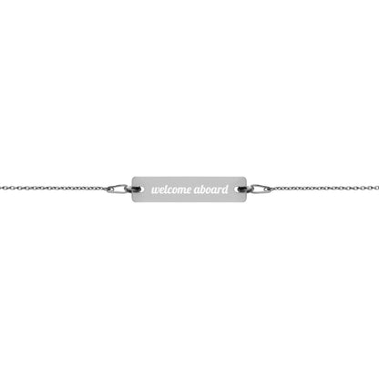 Engraved Silver Bar Chain Bracelet - Welcome Aboard
