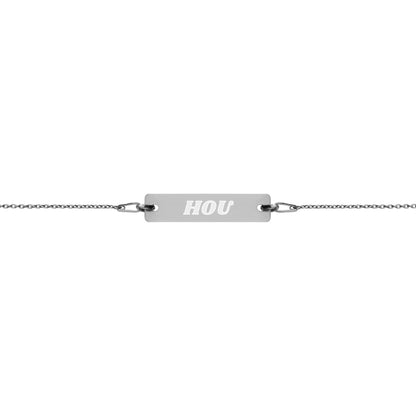 Engraved Silver Bar Chain Bracelet - Airport Code