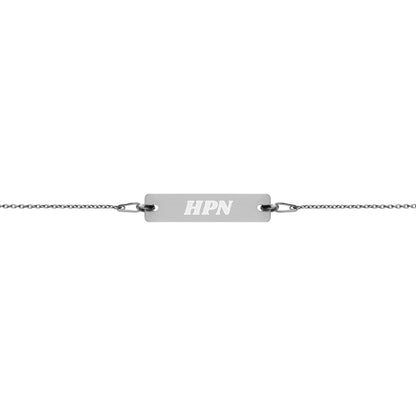 Engraved Silver Bar Chain Bracelet - Airport Code