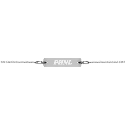 Engraved Silver Bar Chain Bracelet - Airport Code