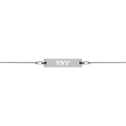 Engraved Silver Bar Chain Bracelet - Airport Code