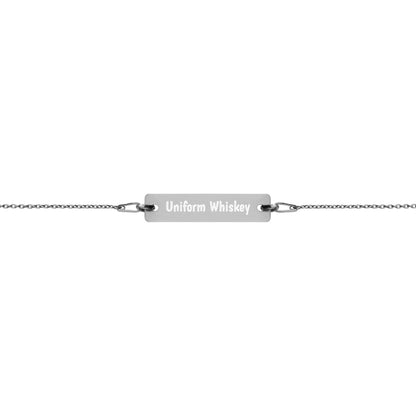 Engraved Silver Bar Chain Bracelet - Phonetic Alphabet