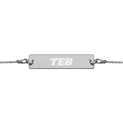 Engraved Silver Bar Chain Bracelet - Airport Code
