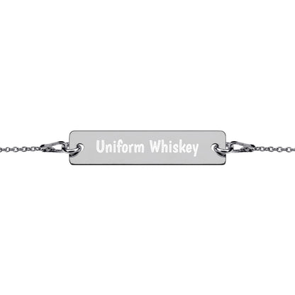 Engraved Silver Bar Chain Bracelet - Phonetic Alphabet