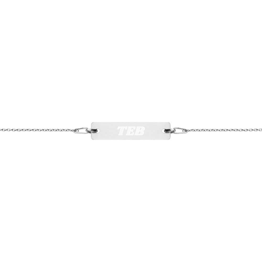 Engraved Silver Bar Chain Bracelet - Airport Code