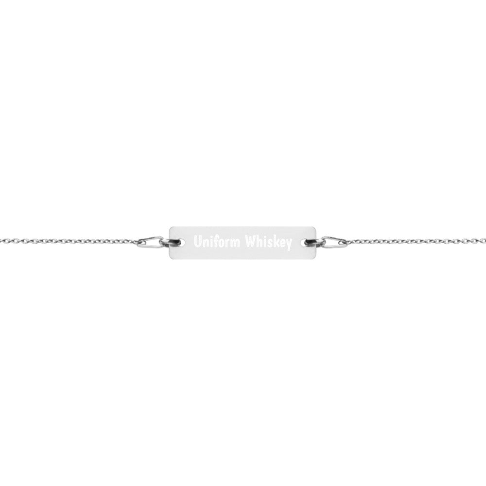 Engraved Silver Bar Chain Bracelet - Phonetic Alphabet
