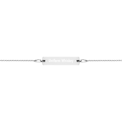 Engraved Silver Bar Chain Bracelet - Phonetic Alphabet