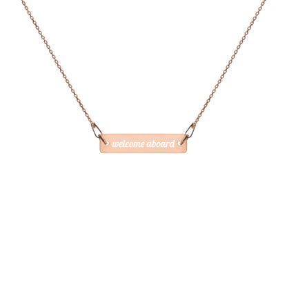 Engraved Silver Bar Chain Necklace -Welcome Aboard