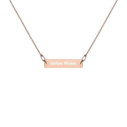 Engraved Silver Bar Chain Necklace - Phonetic Alphabet