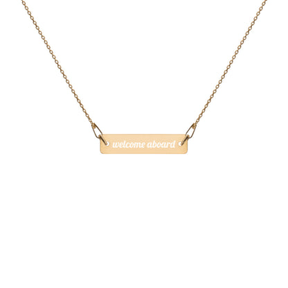 Engraved Silver Bar Chain Necklace -Welcome Aboard