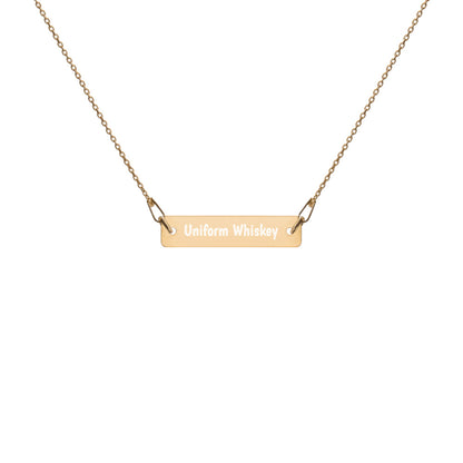Engraved Silver Bar Chain Necklace - Phonetic Alphabet