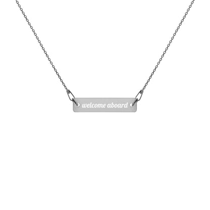 Engraved Silver Bar Chain Necklace -Welcome Aboard