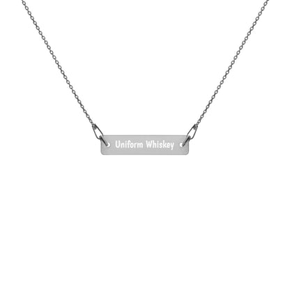 Engraved Silver Bar Chain Necklace - Phonetic Alphabet