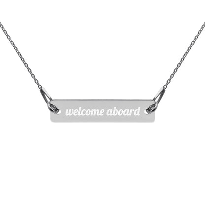 Engraved Silver Bar Chain Necklace -Welcome Aboard