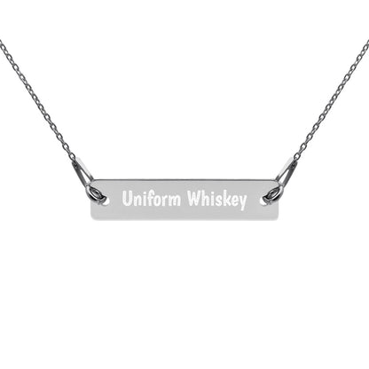 Engraved Silver Bar Chain Necklace - Phonetic Alphabet
