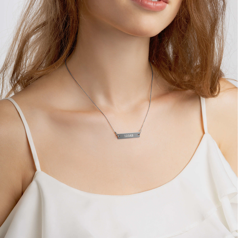 Engraved Silver Bar Chain Necklace - Tail Numbers