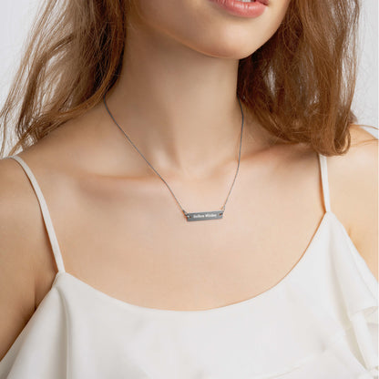 Engraved Silver Bar Chain Necklace - Phonetic Alphabet