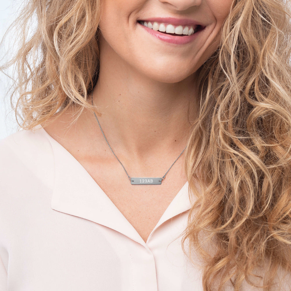 Engraved Silver Bar Chain Necklace - Tail Numbers