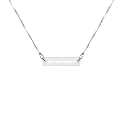 Engraved Silver Bar Chain Necklace -Welcome Aboard